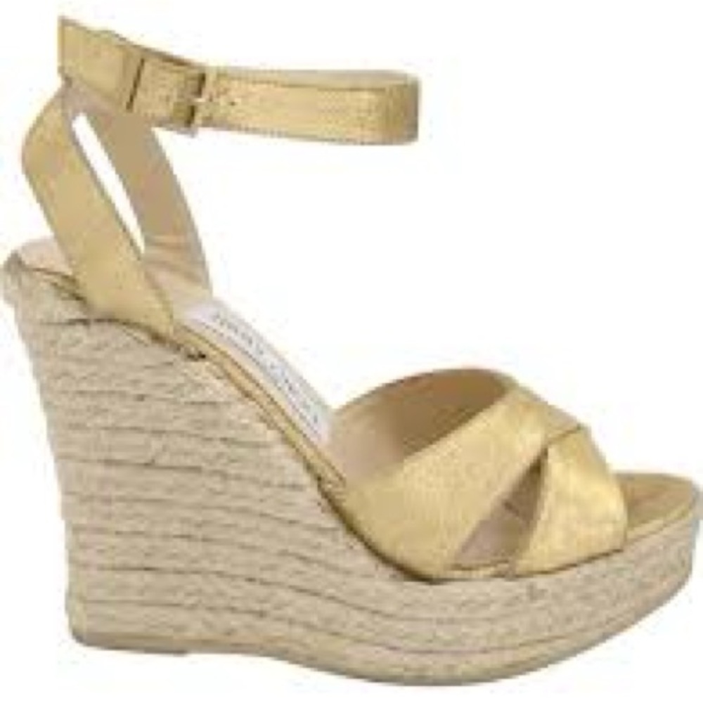 Jimmy Choo Phoenix Espadrille, size 38, gold